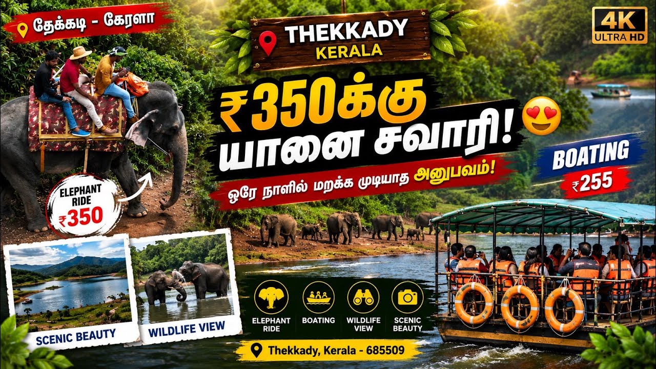தேக்கடி Budget Trip| Thekkady Tourist Places and Boating in Periyar National Park | Elephant Safari