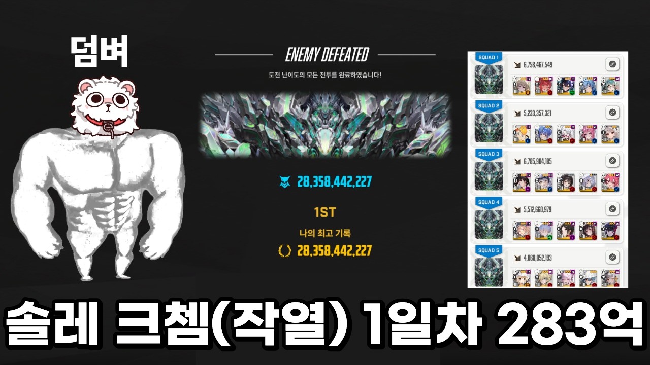 [니케] 솔로 레이드 크리스탈 체임버(작열) 1일차 283억 영상