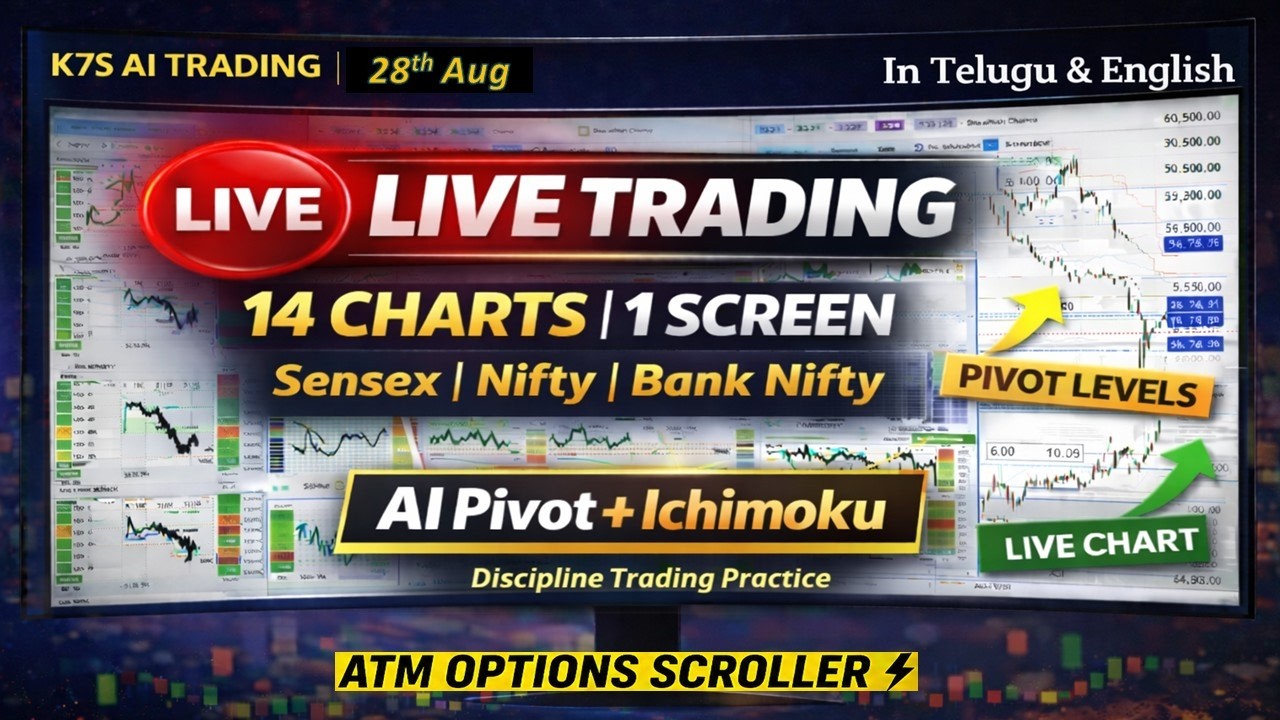 🔴 LIVE Trading | 28 Aug | Nifty , Bank Nifty & Sensex | Options | AI Pivot + Ichimoku | ATM Scroller