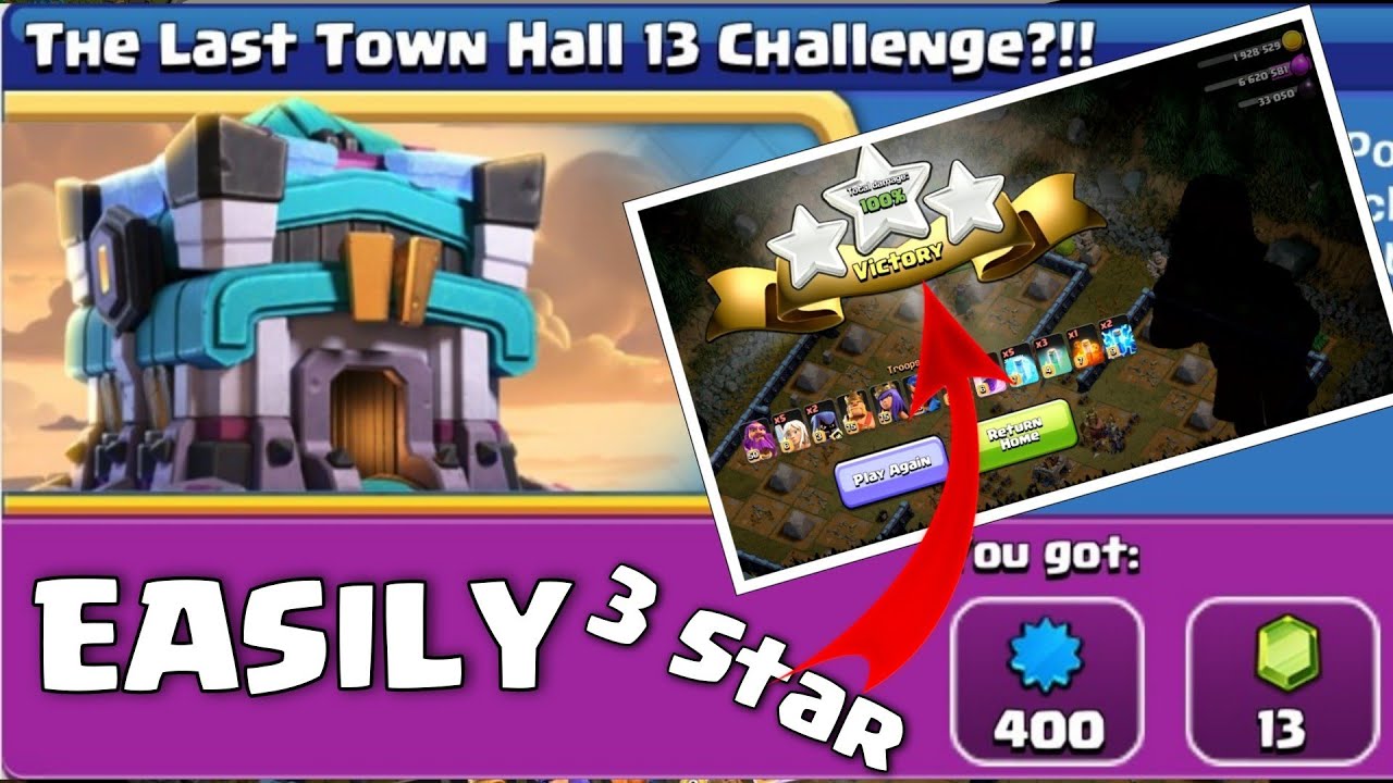 CLASH OF CLANS : how to Easily 3 Star The Last Townhall 13 Challenge in  Coc