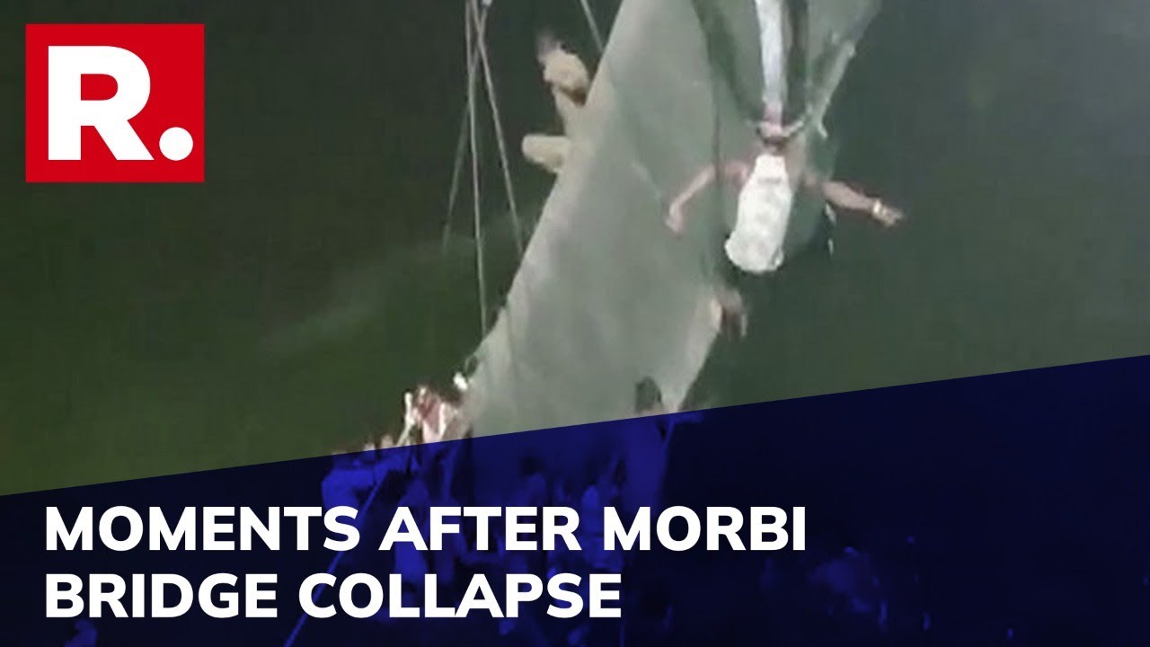 Victims Seen dangling From Morbi Bridge After Collapse; People Form Human Chain To Rescue Injured