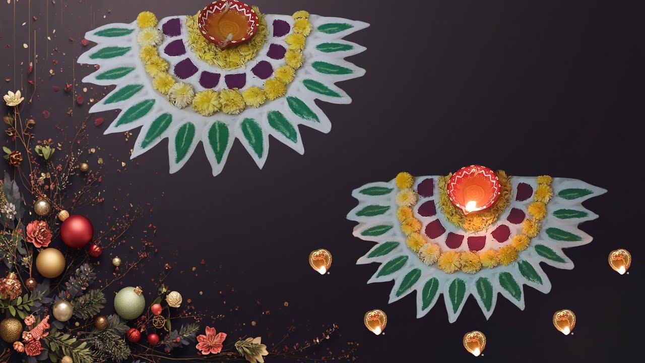 விளக்கு கோலம் | Lamp Rangoli | For Kaarthigai Deepam | Rangoli | Free Hand Rangoli | Kolam | Muggulu