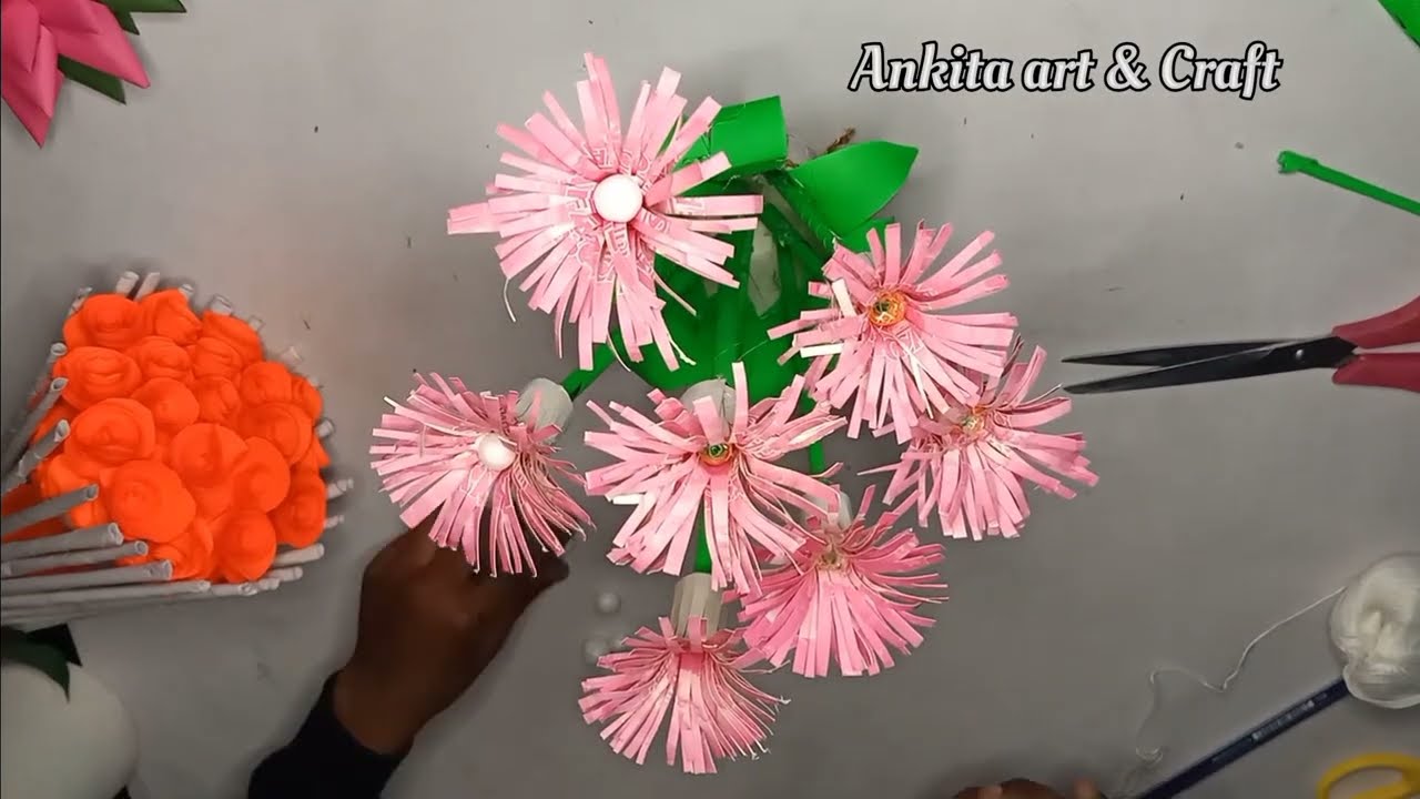 Easy Paper Table Guldasta | DIY Flower Craft #paperwallcraft