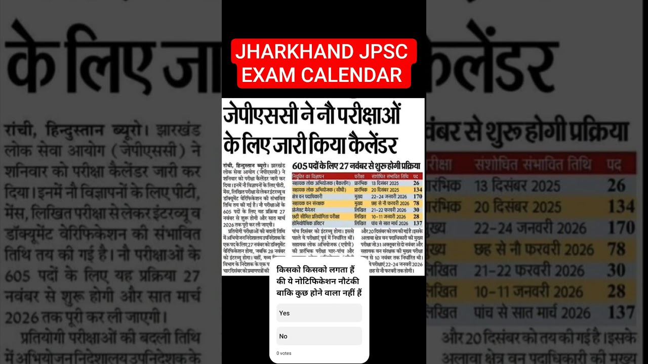 🔔 JPSC 2025 New Exam Calendar Released | Big News from Jharkhand Public Service Commission | JPSC...