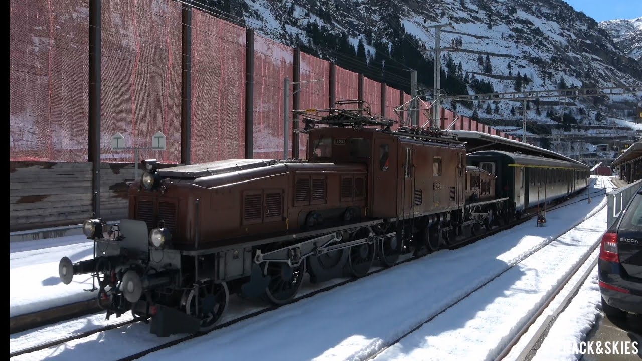 The Legendary Swiss Crocodile 14253 Train in Goschenen(Schweizer Krokodil Lokomotiv 14253)