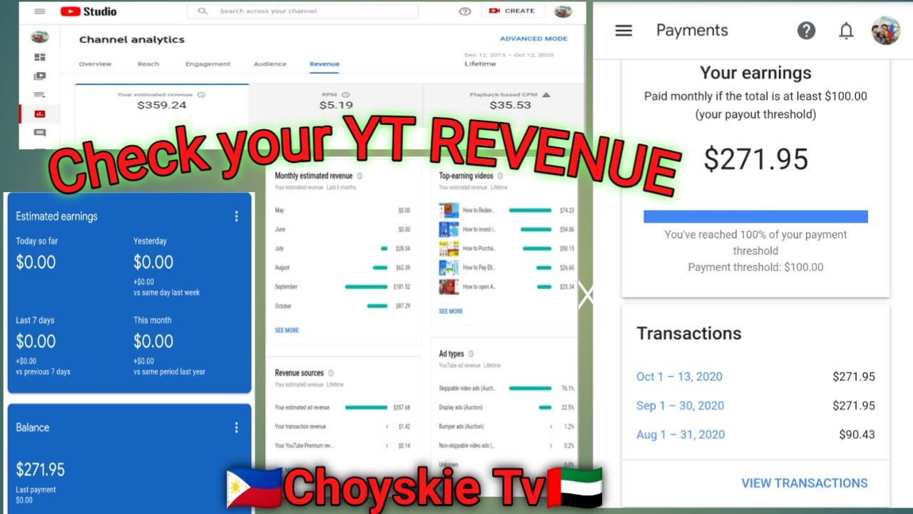 Как проверить доход на YouTube и в Google AdSense (последнее обновление, октябрь 2020 г.)