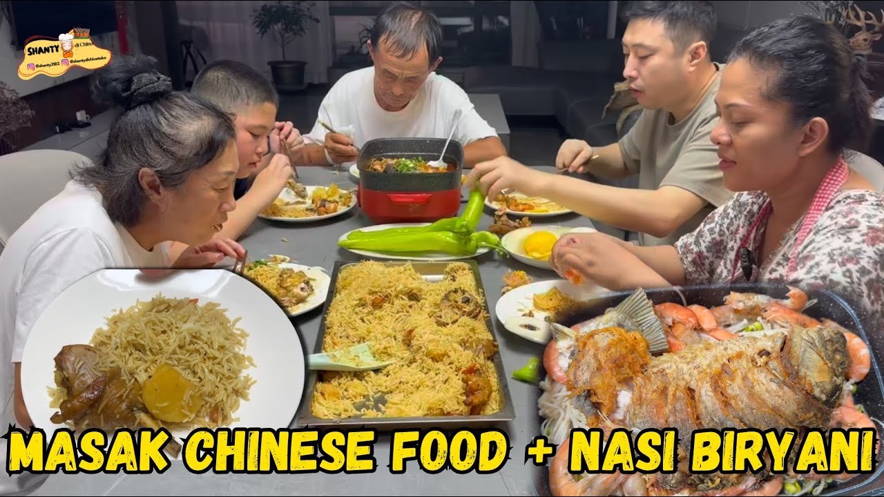 MASAK CHINESE FOOD DAN NASI BIRYANI SETELAH SEKIAN LAMA, HANQI SAMPAI MAKAN 3 PIRING !! 🤣