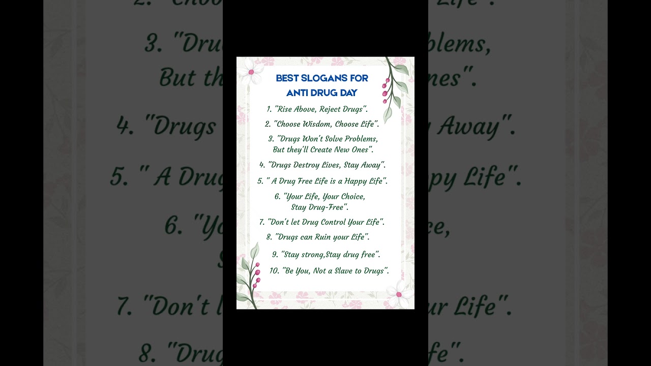 Best Slogans on Anti Drug Day/anti drug day slogans in english/slogans anti drug day/slogans