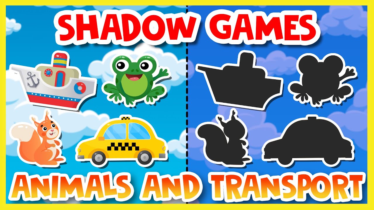 SHADOW QUIZ ❤️ SHADOW MATCHING GAME FOR KiDS TO LEARN FIRST WORDS AND SOUNDS ❤️ TRANSPORT & ANIMALS