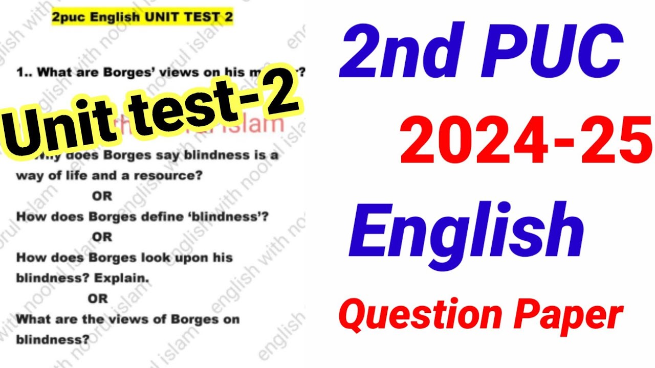 2nd PUC English important questions for unit test 2 kseab 2024-25 karnataka