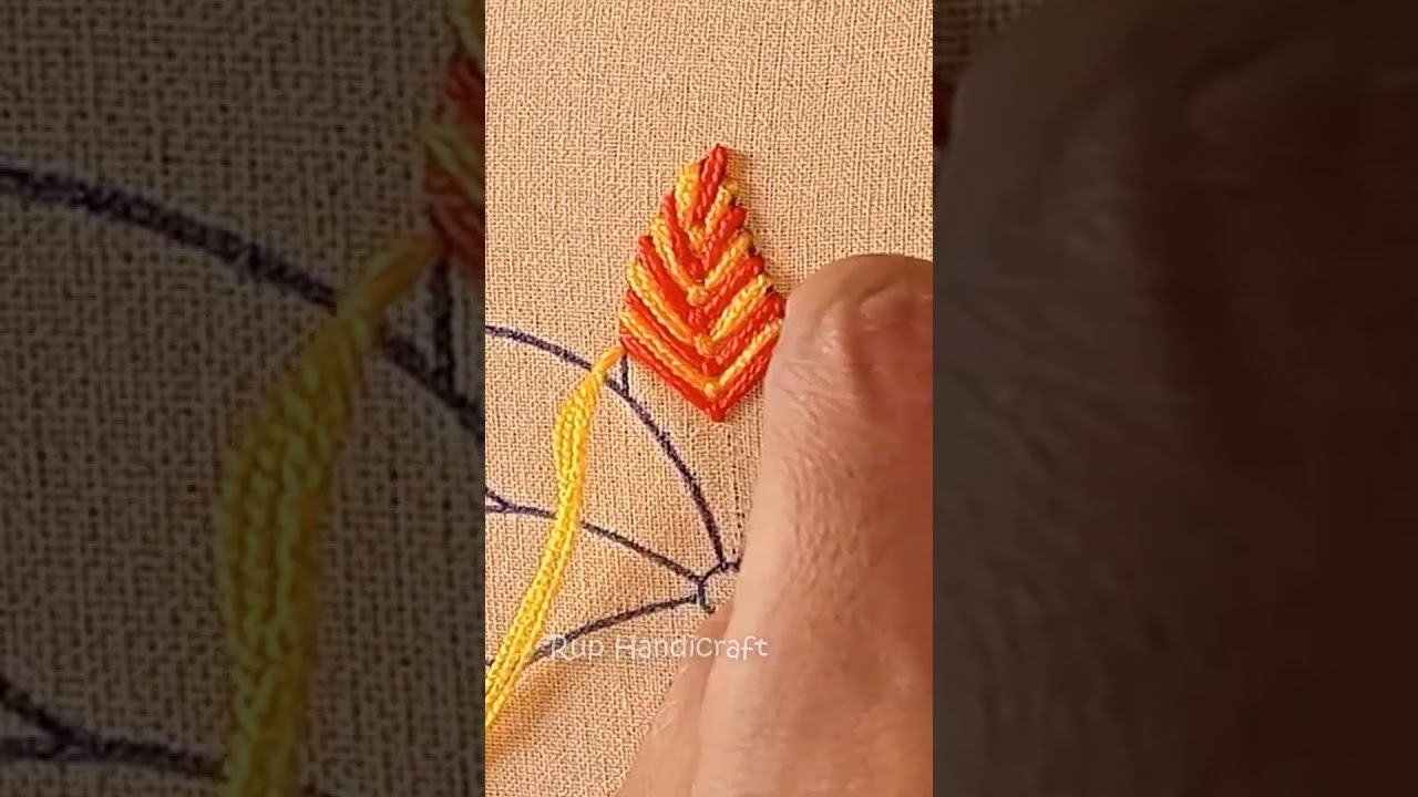 Hand Embroidery, Flower Embroidery Tutorial, Easy Flower Embroidery Design, Easy Fishbone Stitch