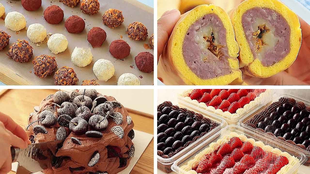 ASMR|Beautiful + Truffle Cookies & Strawberry Cake|Afternoon Tea|Creative Recipes|Cake Story|Cooking