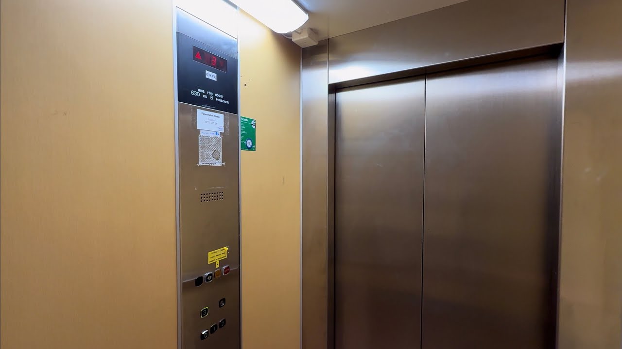 LAST RIDE!!! 1988 KONE Roped Hydraulic Elevator @ Västra Centralgatan 15D, Edsbyn, Sweden.
