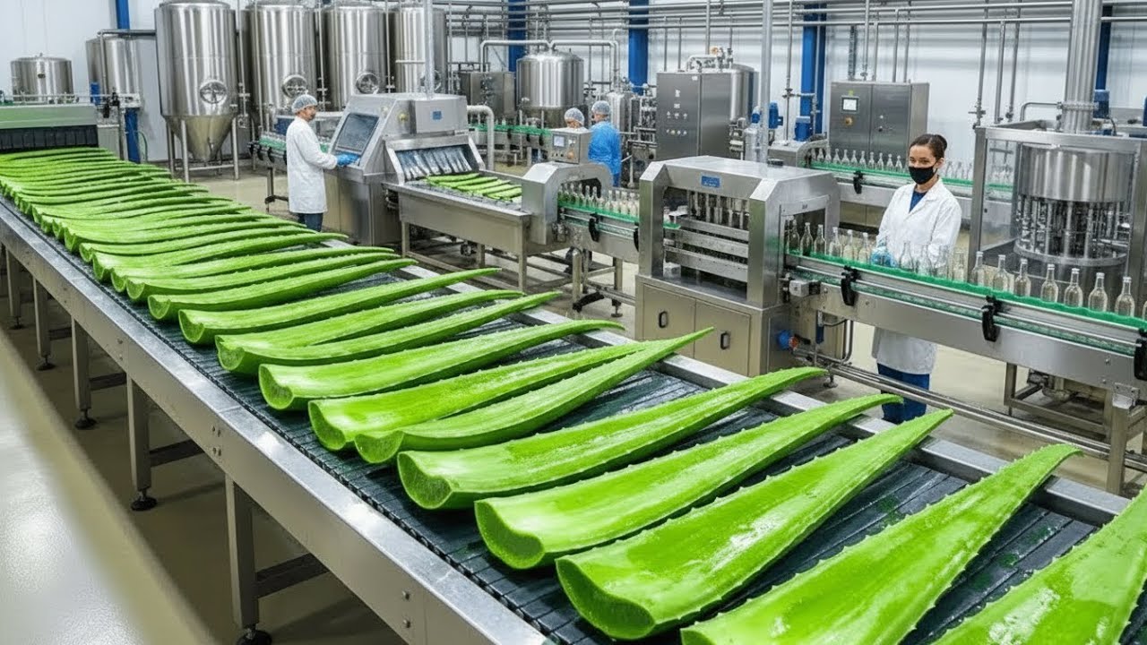 Inside the Aloe Vera Juice Factory: From Fresh Leaves to Pure Bottled Drink (Full Process)