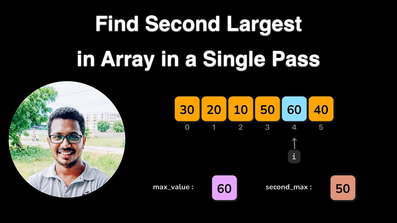 Find Second Largest Element in Array | Optimal Single Pass Solution | DSA by Program Guru