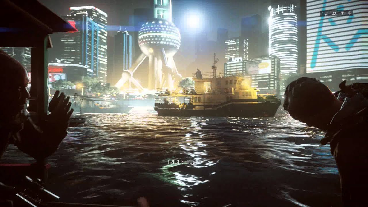 Battlefield 4 - Shanghai: Refugee Boat Escape City EMP Blast Action Squence 