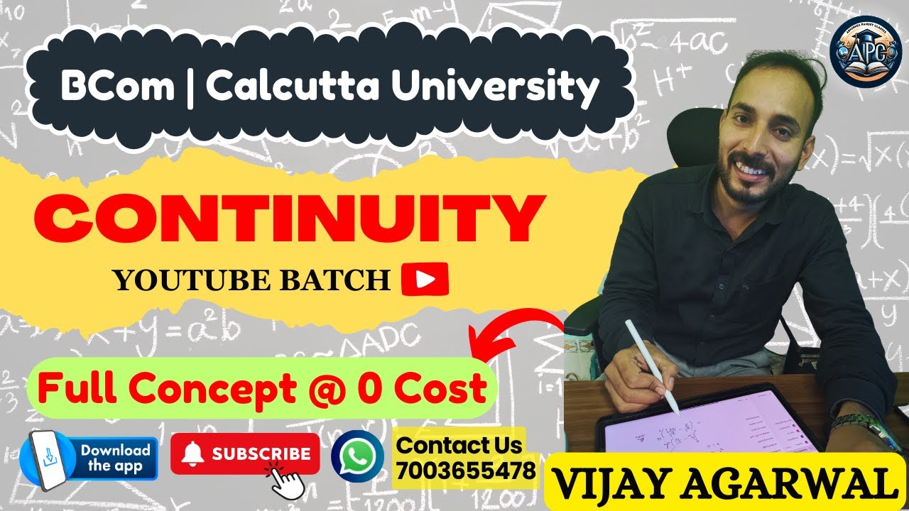 Continuity + Differentiation (Part 2) | Math's Revision Series | Concept + PYQ | BCom | Part 1