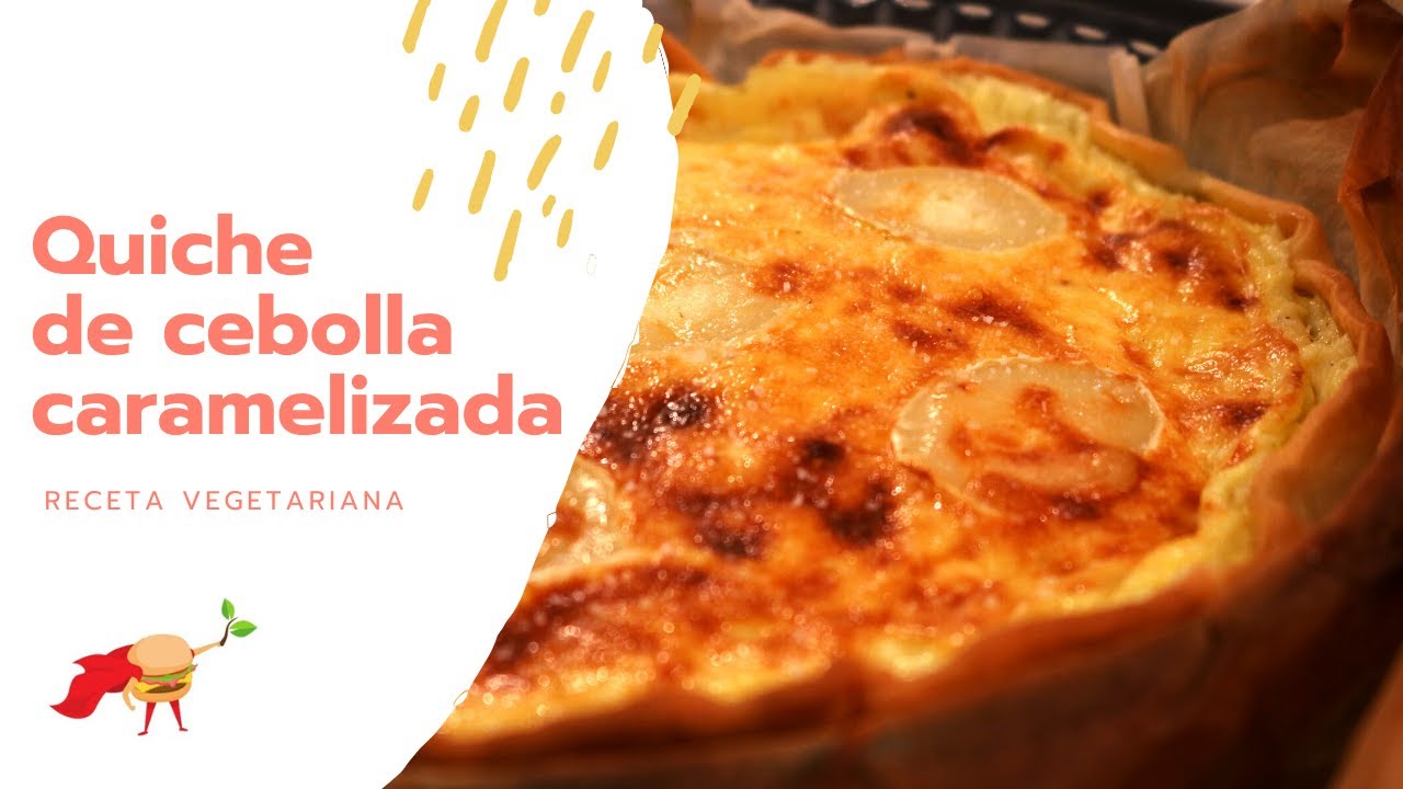 Quiche de cebolla caramelizada y queso. Receta vegetariana para navidad.