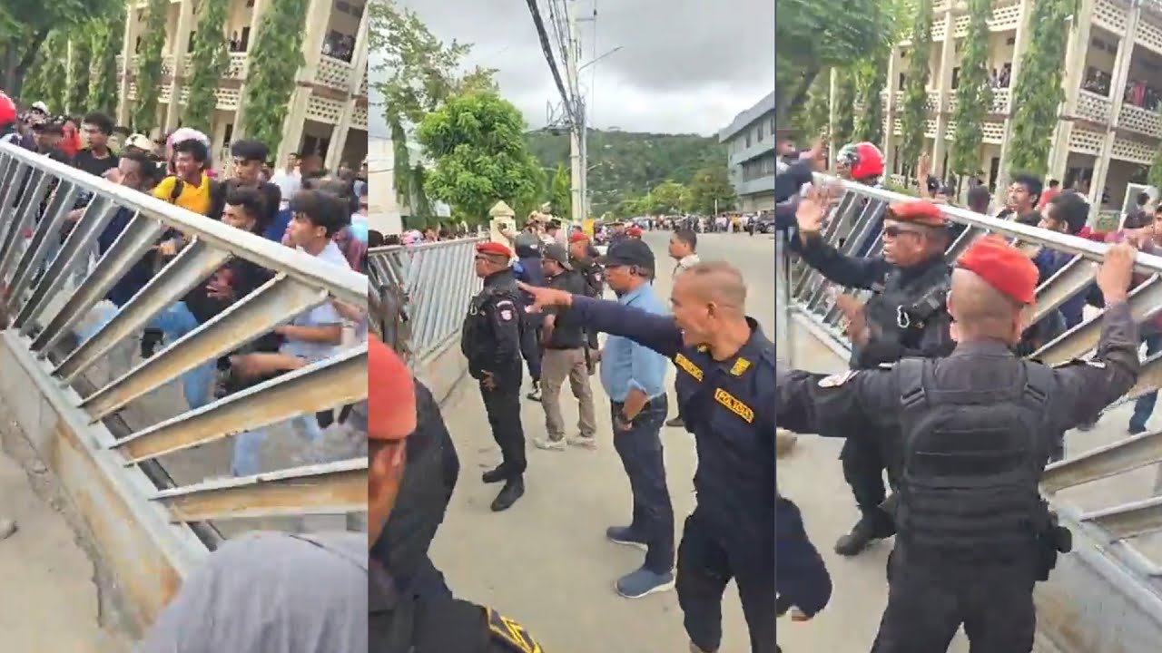 Estudante Tuda Malu Ho Polisia Tamba PNTL Bandu Labele Halo Demo Hasoru Ministru Interior