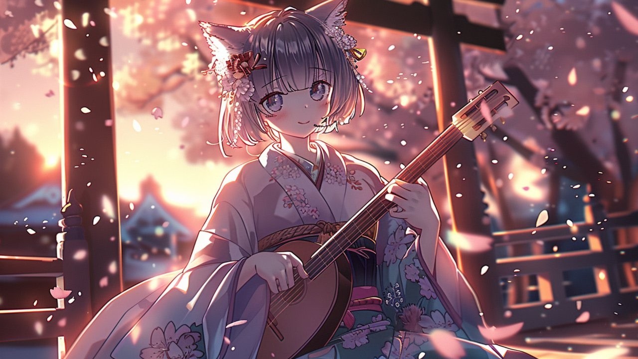 【Japanese Anime LoFI ZEN BGM】Kyoto Night Focus – Shamisen & Koto Study Music