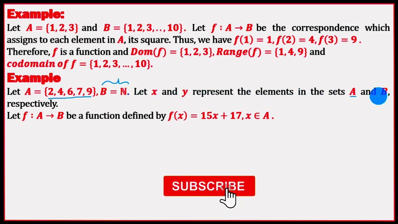 Mathematics freshman final exam - codomain