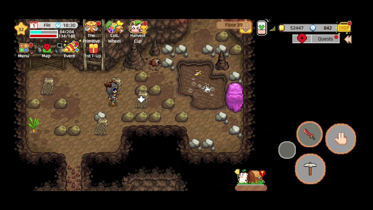 Harvest Town - Occult Cave, Floor 39 - How To Beat Dark Mucus // Purple Slime Boss