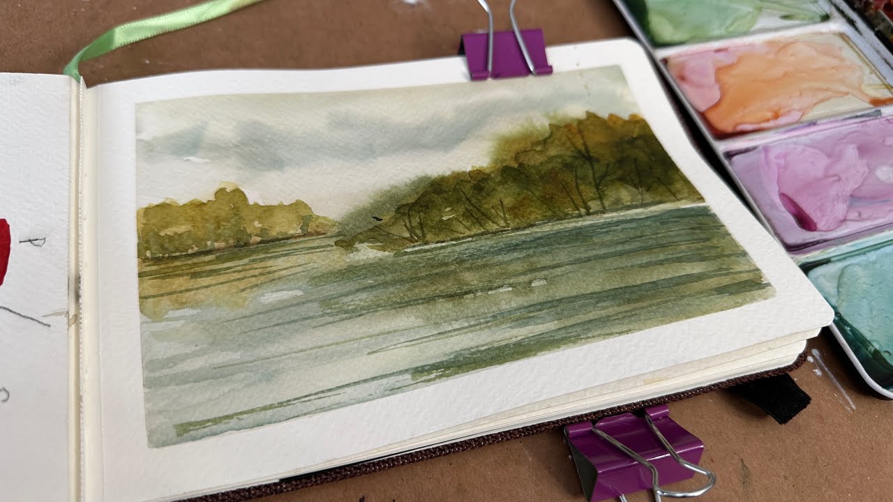 Watercolor Journal IDay 15 (Landscape with reflections on water)