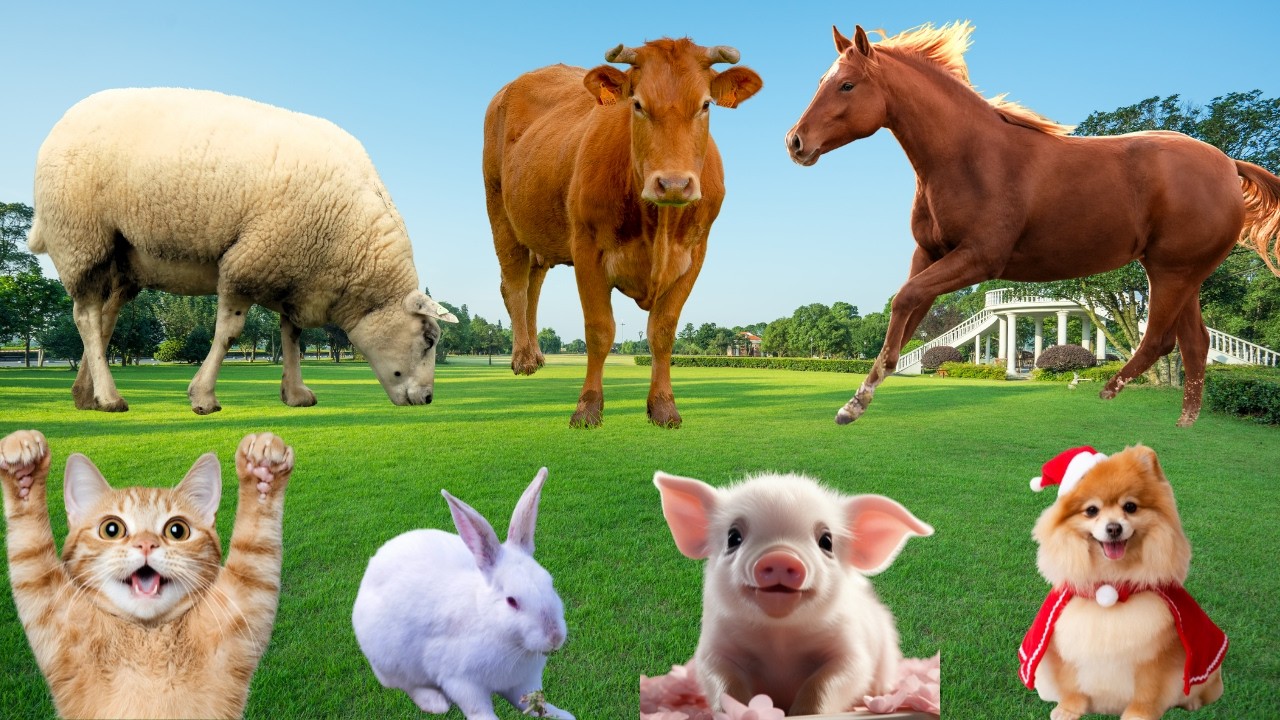 Beautiful Farm Animals: Cow, Dog, Sheep, Chicken, Pig, Rabbit, Horse, Cat-Animal Moments