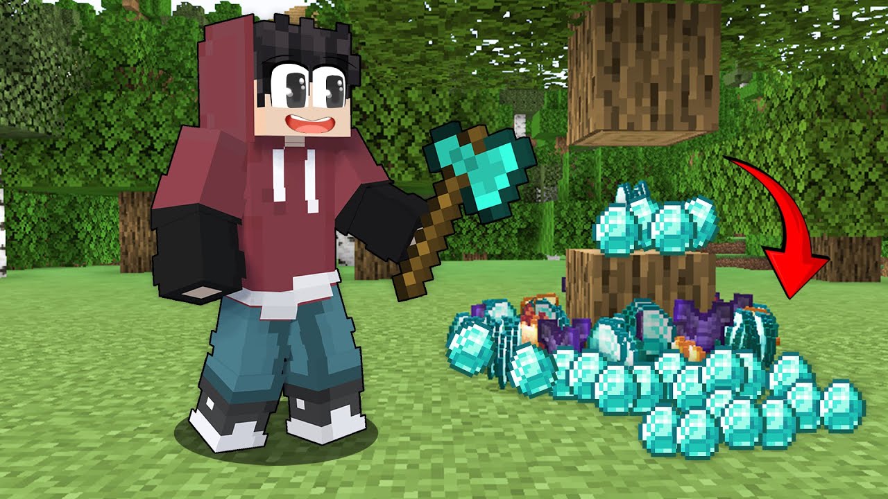 Minecraft But TREES DROP OP ITEMS! (tagalog)