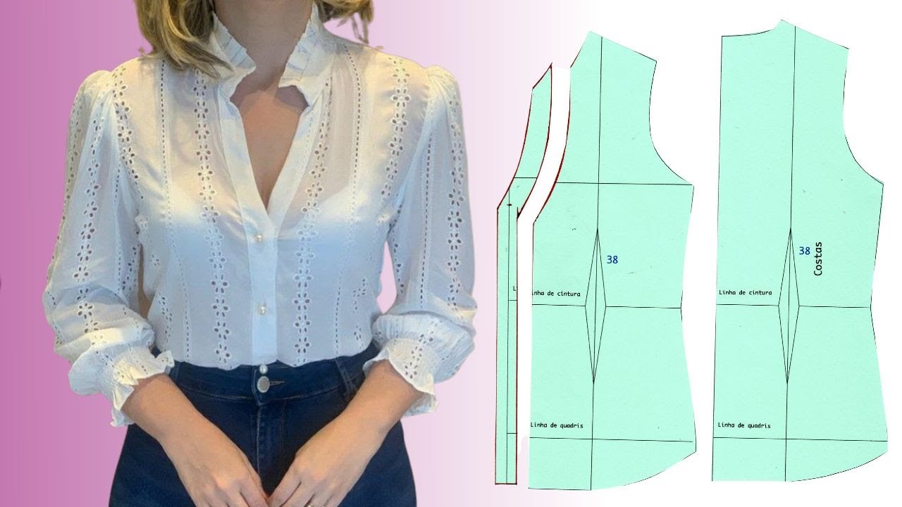 Como Fazer Camisa Feminina manga 3/4 em 3 Passos (Interpretação de Modelo e Molde)
