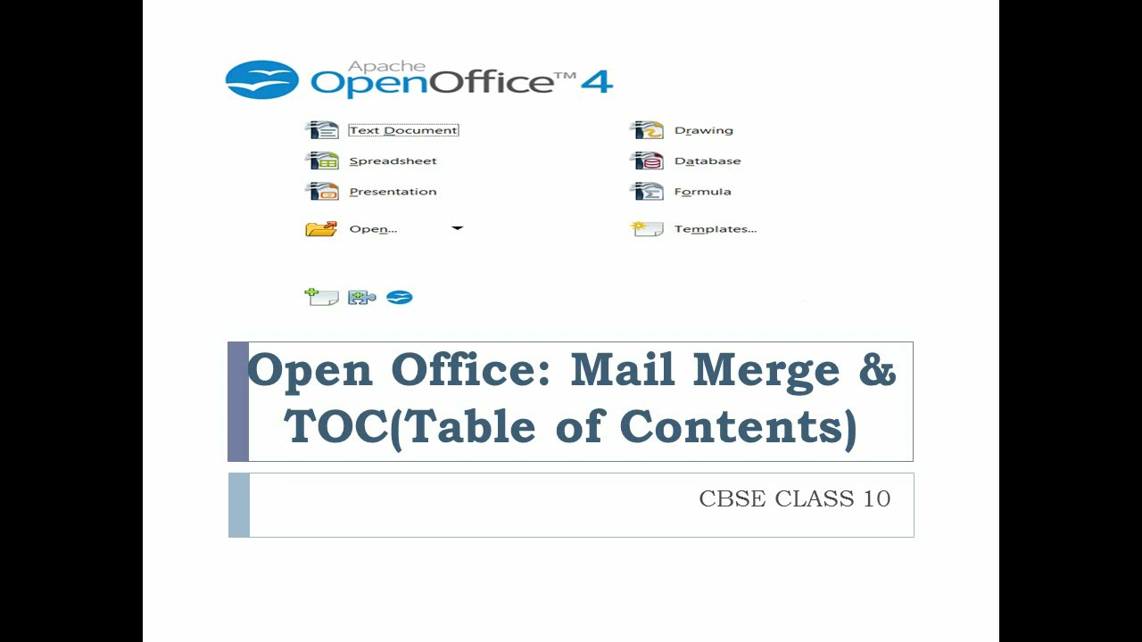 How to create Mail Merge & Table of Contents in Open Office Class 10