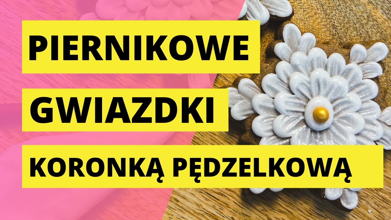 Piernikowe gwiazdki zdobione techniką koronka pędzelkowa.