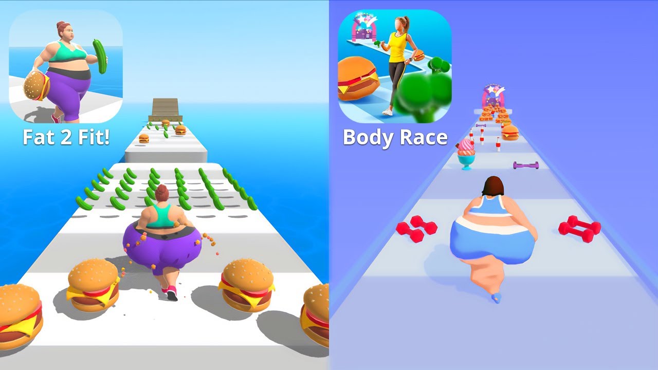 Fat 2 Fit vs Body Race. Crazy fat girl vs insane fat girl. All levels, all skins, MAX level