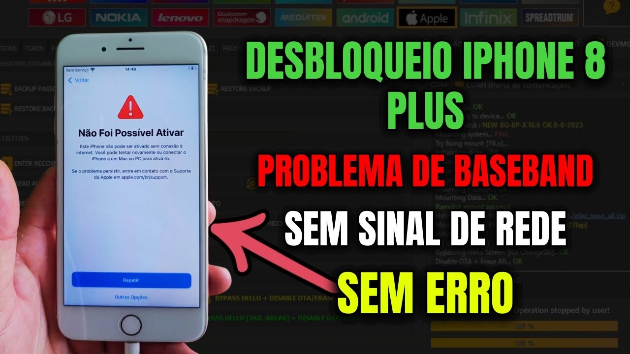 Desbloqueio iPhone 8 Plus Problema de Baseband | Sem Sinal de Rede | Unlocktool