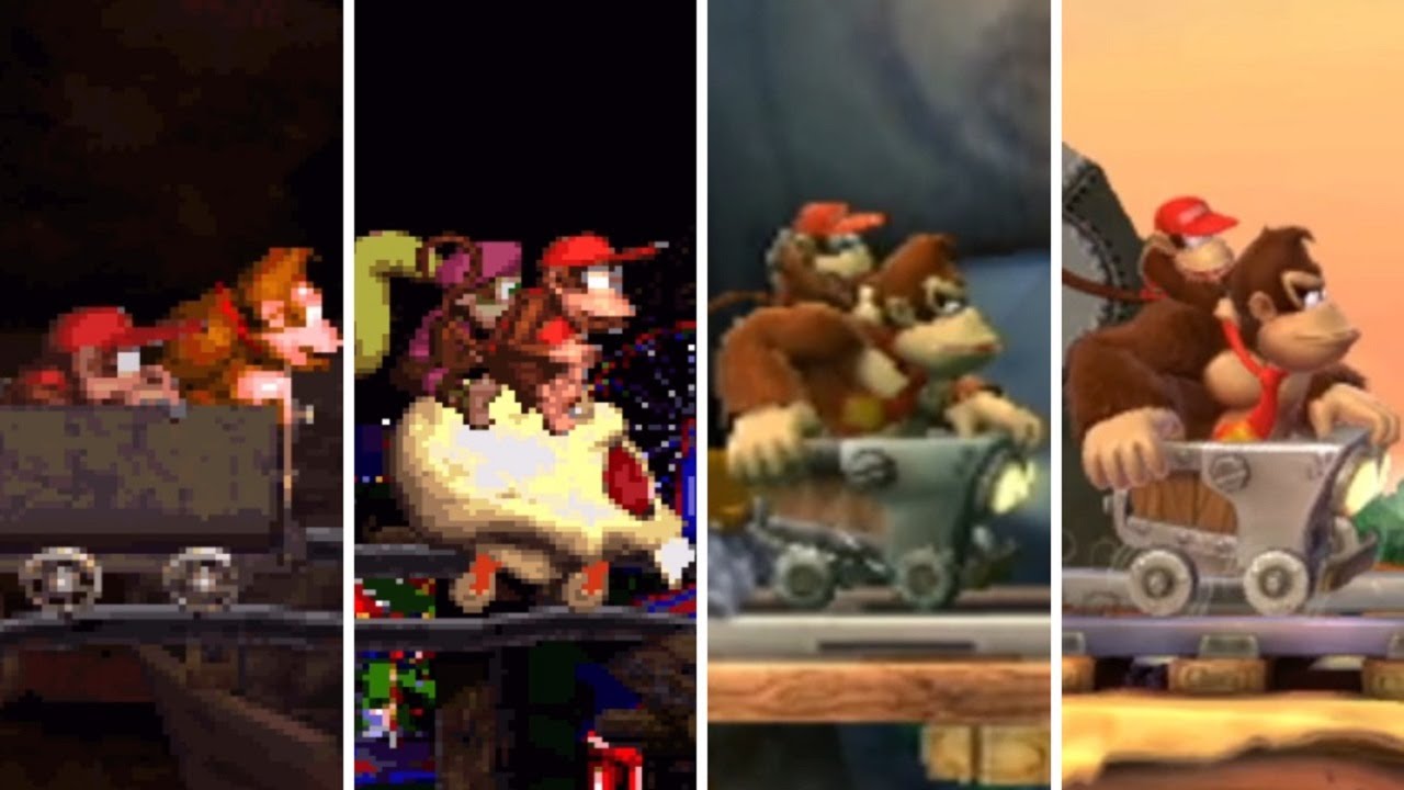 Evolution of Mine Cart Levels in Donkey Kong Country Games (1994-2021)