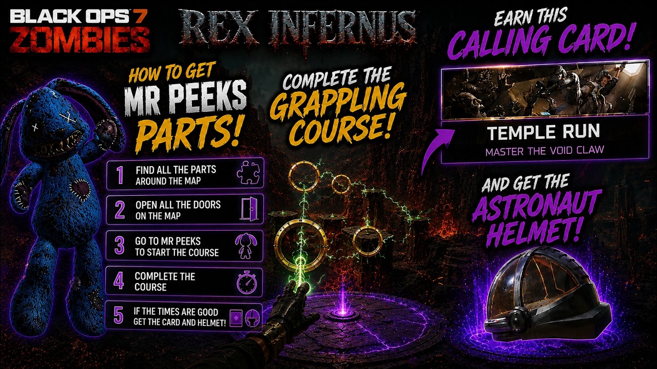 Black Ops 7 Zombies: Mr. Peeks Parts Guide! Temple Runner Calling Card + Astronaut Helmet