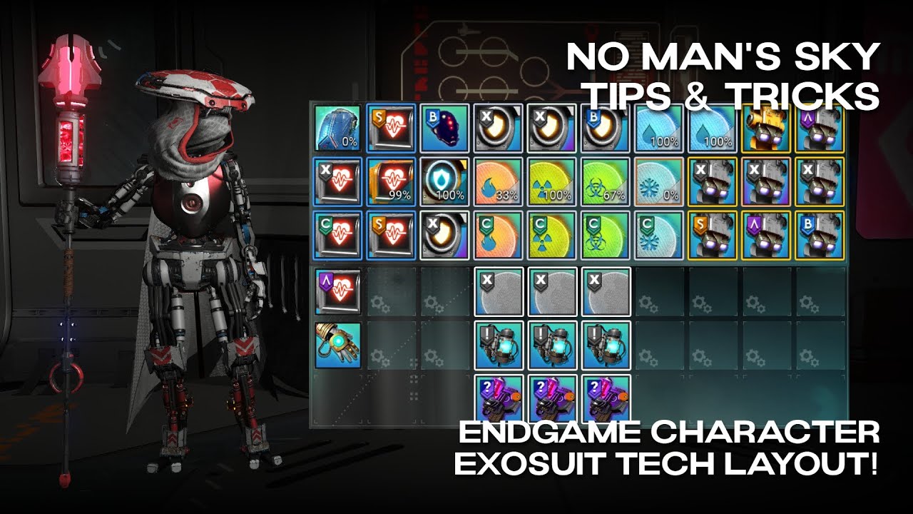 No Man's Sky | Tips & Tricks | Endgame Character Exosuit Technology Layout! | Worlds 5.2