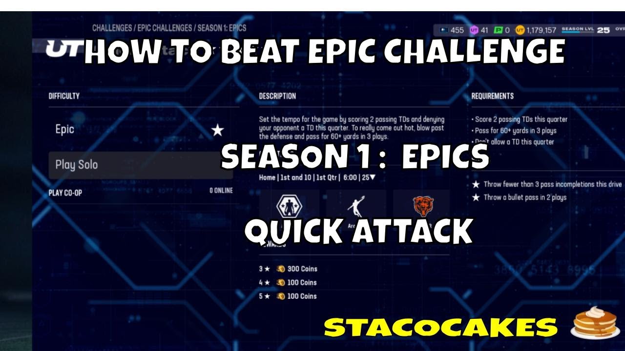 MADDEN 26 HOW TO BEAT THE EPIC CHALLENGE SEASON 1 EPICS QUICK ATTACK SOLO