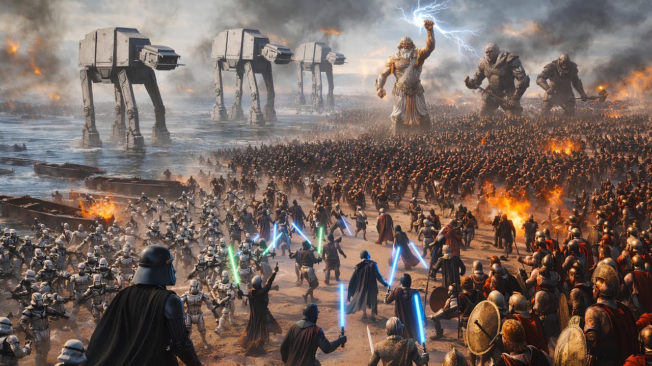 Darth Vader's Beach Landing vs Zeus & His Army - Ultimate Epic Battle Simulator 2 | UEBS 2