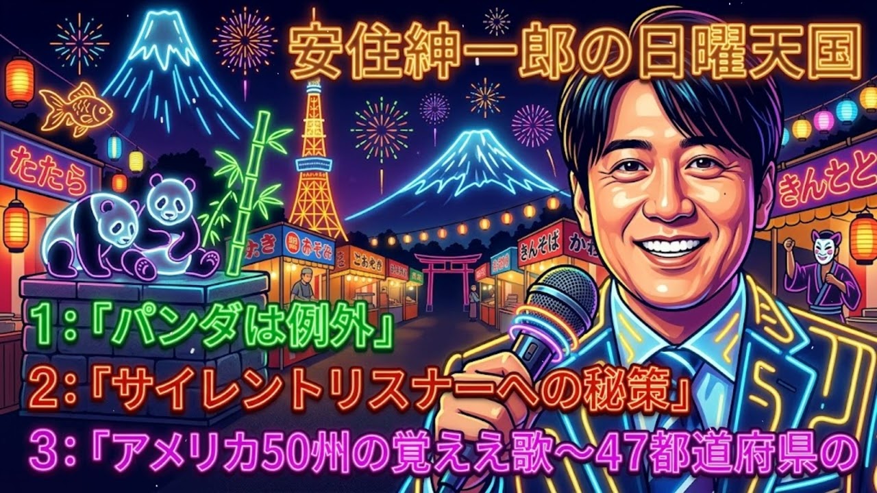 安住紳一郎の日曜天国 ☀️「アメリカ50州の覚え歌～47都道府県の 」💖🎀💦 出演者 : 安住紳一郎（TBSアナウンサー ) 【睡眠用・作業用・ドライブ・高音質BGM聞き流し】【広告無し】