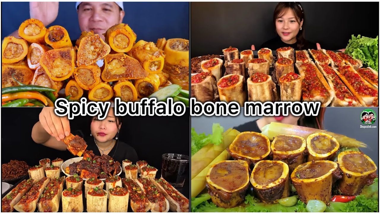 ASMR EATING SPICY BUFFALO BONE MARROW MUKBANG EATING SOUNDS 