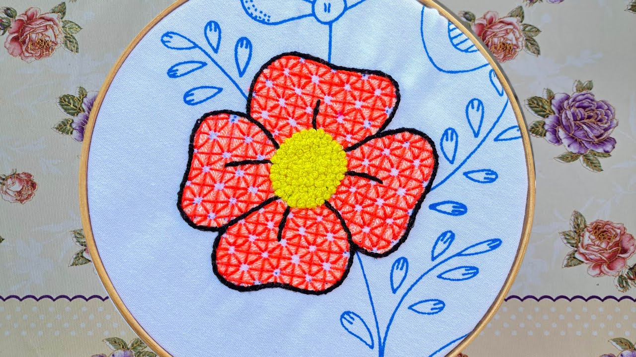 Bordado Fantasía para Flores 🌺 puntadas fáciles 💜