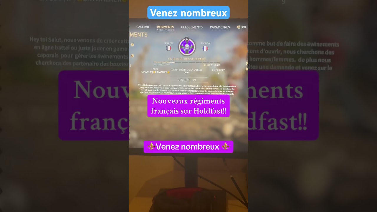 Régiment holdfast français ( on recrute)nous sommes plus de 60 