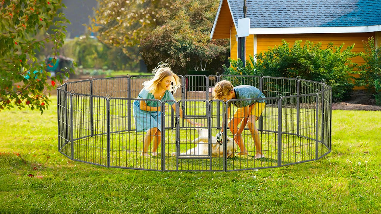Aivituvin AIR50 AIR51 Dog Exercise Pen for Outdoor&Indoor,Portable Pet Puppy Playpen