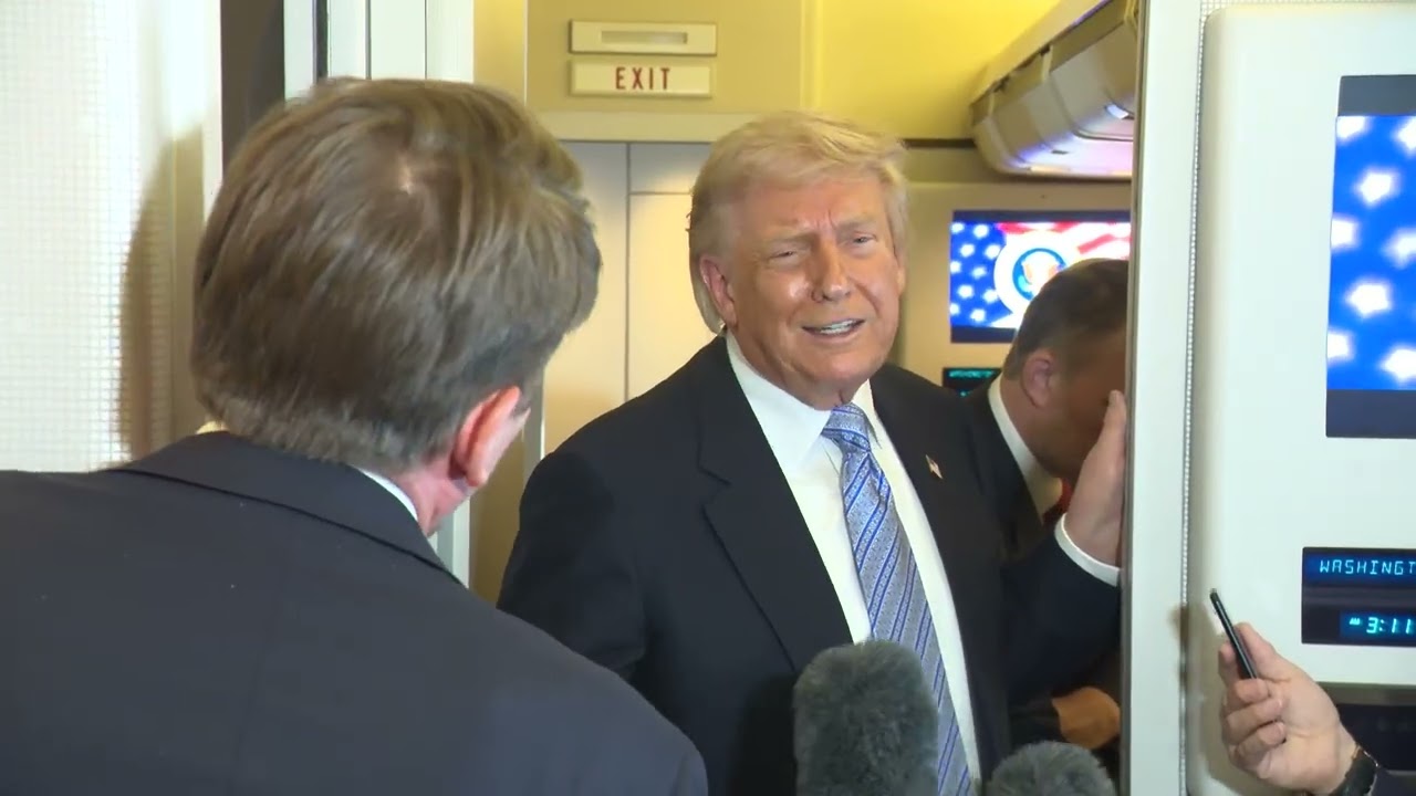 President Trump Gaggles with Press on Air Force One En Route Anchorage, AK, May 15, 2026