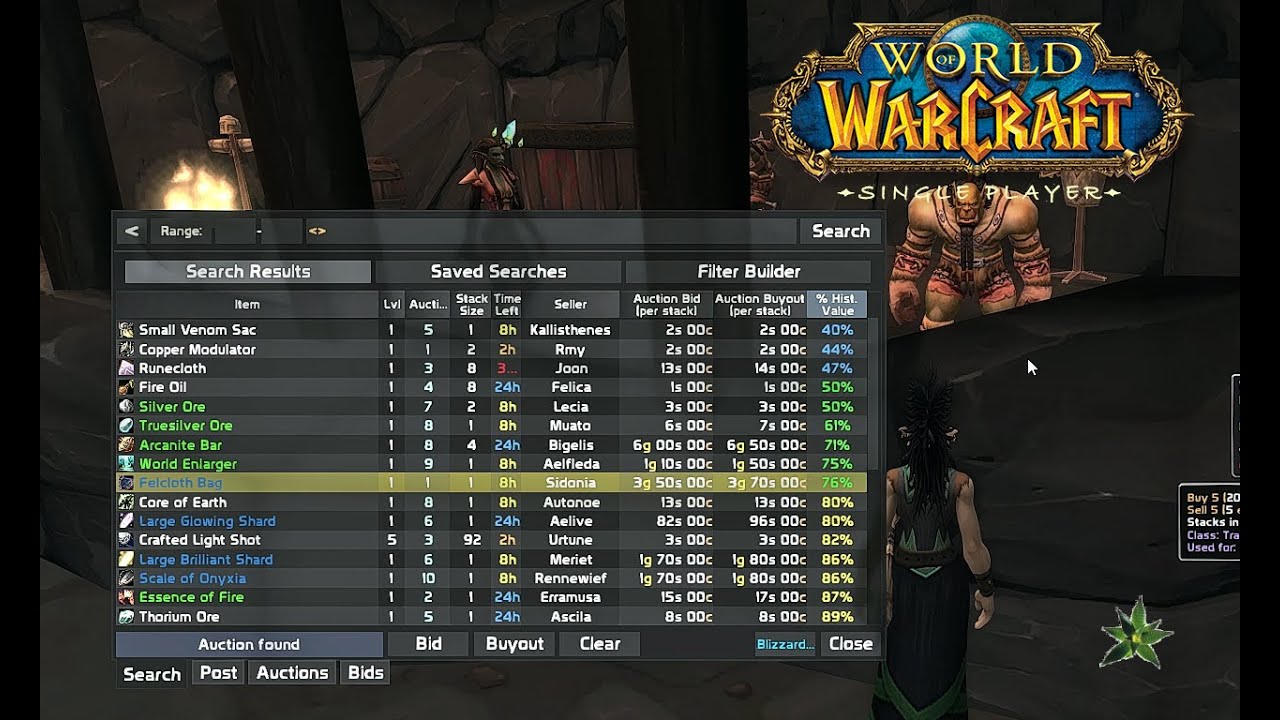 WoW Classic Single Player - Как работает аукцион