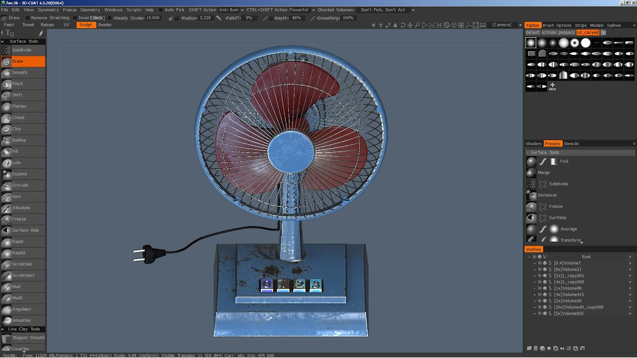 3DCoat - Stylized table fan modeling