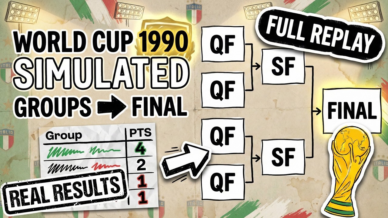 FIFA World Cup 1990 Replayed (Real Results) — Relive Italia 90 | Watch It Unfold: Groups to Final