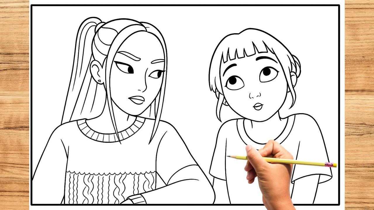 Drawing Sketching Mira and Zoey Talking in Kpop Demon Hunters