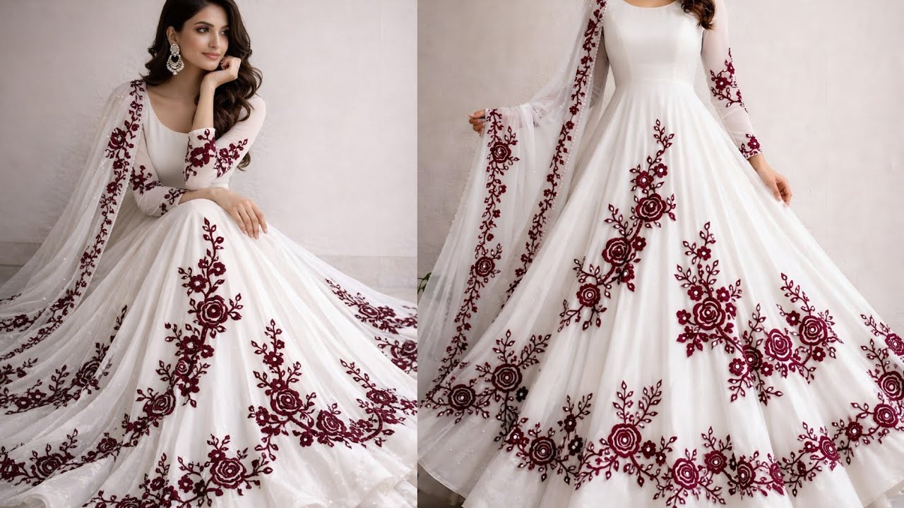 Beautiful Maroon Floral Patch Work Design | Handmade Pearl Embroidery Patch | Custom Dress